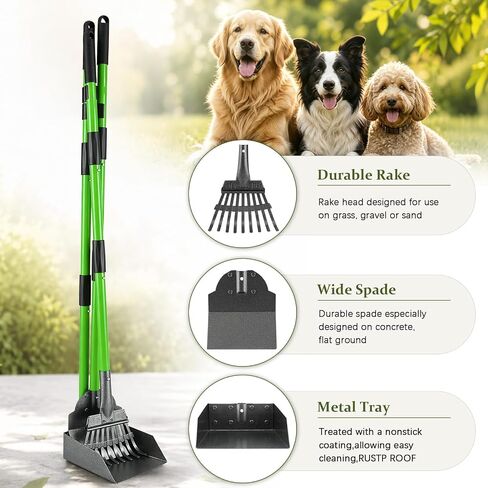 Pooper Scooper, Metal Poop Scoop with Tray, Rake, Spade for Large Small Dog in Kuwait