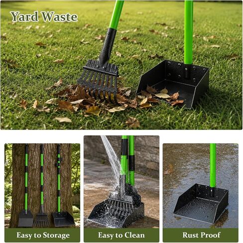 Pooper Scooper, Metal Poop Scoop with Tray, Rake, Spade for Large Small Dog in Kuwait