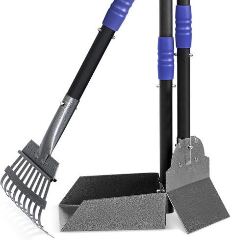 Dog Pooper Scooper, Dog Poop Tray and Rake Set with Long Stainless Handles in Saudi Arabia