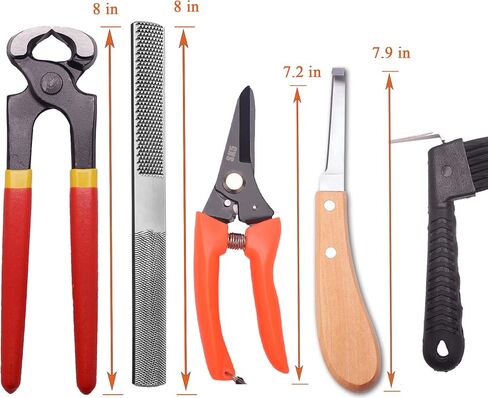 8 inch Farrier Tool Kits （7 Piece） Mini Rasp Hoof File Goat Pig Equine Metal Shears Professional Farriers Hoof Nipper Cutter Handle Knife in Saudi Arabia