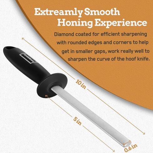 Antidious Hoof Knife Sharpener, 5 inch Farrier tool Honing Rod with Diamond Coated to Keep Hoof Knives and Cutting Instruments Sharp Black in Saudi Arabia