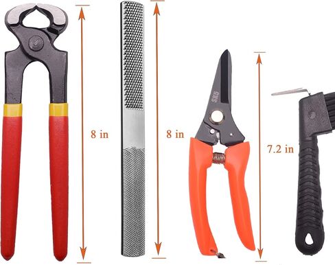 8 inch Farrier Hoof Tool Kit（5 Piece） Mini Rasp Hoof File Goat Pig Equine Metal Shears Farriers Hoof Nipper Cutter Handle Knife Stable Supplies in Saudi Arabia