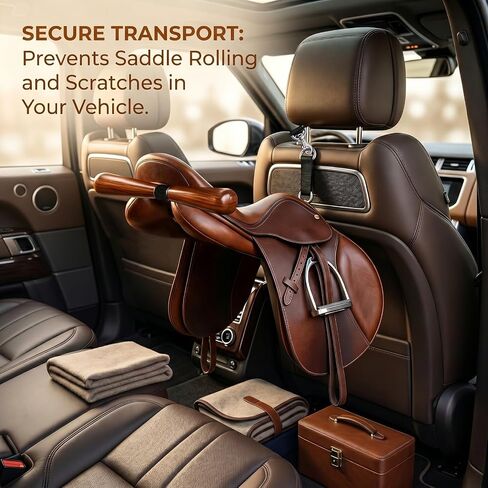 Portable Saddle T Hanger for Car & Trailer - Heavy Duty Headrest Saddle Rack Organizer for Western & English Horse Tack - Space-Saving No-Drill Equestrian Gear Storage in Kuwait