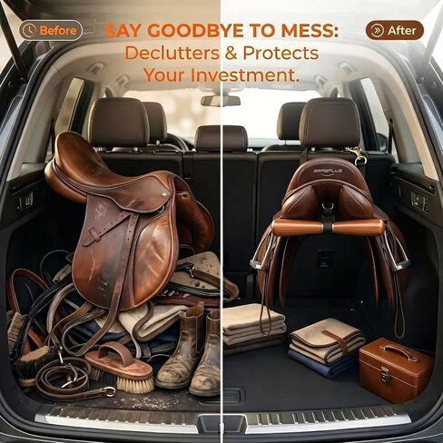 Portable Saddle T Hanger for Car & Trailer - Heavy Duty Headrest Saddle Rack Organizer for Western & English Horse Tack - Space-Saving No-Drill Equestrian Gear Storage in Kuwait