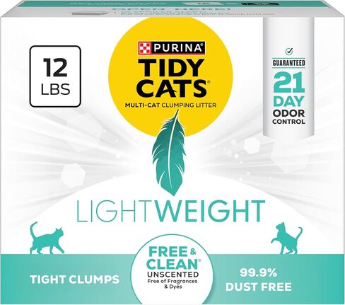 Purina Tidy Cats Low Dust Clumping Cat Litter, LightWeight Free & Clean Unscented, Multi Cat Litter - 17 lb. Box in Saudi Arabia