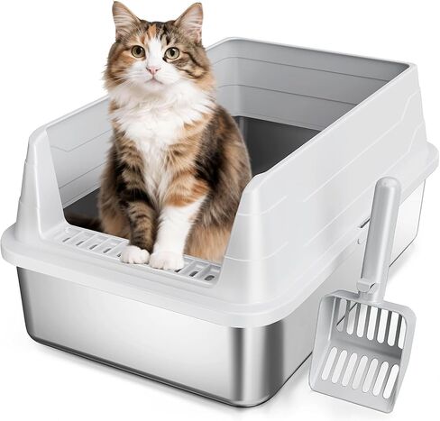 Stainless Steel Cat Litter Box with Lid, XL Metal High Sided Litter Box in Saudi Arabia