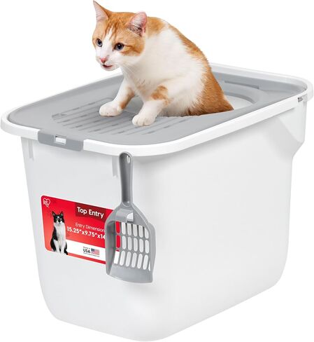 IRIS USA High Sided Cat Litter Box, Large, Scatter Shield, Black in Saudi Arabia