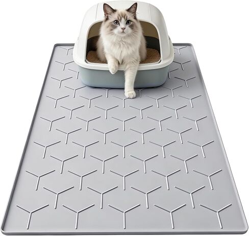 Garoopion Silicone Cat Litter Mat 34×22 inch, Easy to Clean, Gray in Kuwait