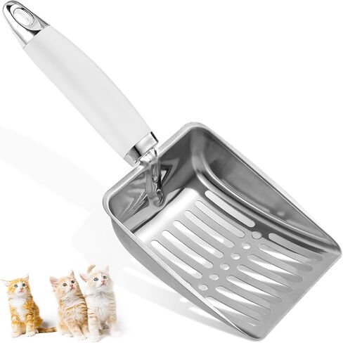 Cat Litter Scoop - Stainless Steel Metal Cat Litter Scoop-Kitty Metal Scooper-Sturdy Mesh Scooper - Mesh Shovel-Easy to Clean - Suitable for Cat Litter Box - Light Black in Kuwait