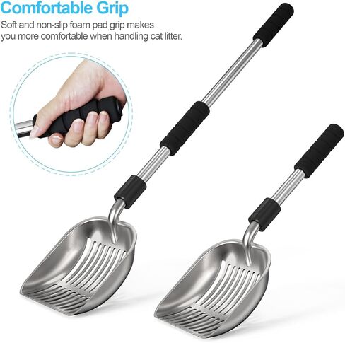 Depets Cat Litter Scoop, Long Handle Metal Litter Scooper - No Bending in Kuwait