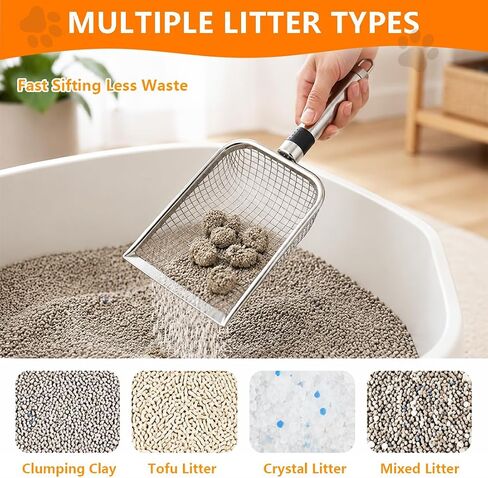 Cat Litter Scoop 2 Pack, Stainless Steel Handle, 3.8mm & 5mm Mesh Sifter in Kuwait