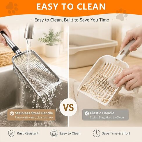 Cat Litter Scoop 2 Pack, Stainless Steel Handle, 3.8mm & 5mm Mesh Sifter in Kuwait