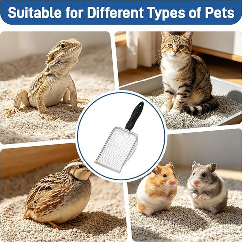 Stainless Steel Metal Cat Litter Scoop with 3.8mm Mesh, Sticky Hang Hook in Saudi Arabia