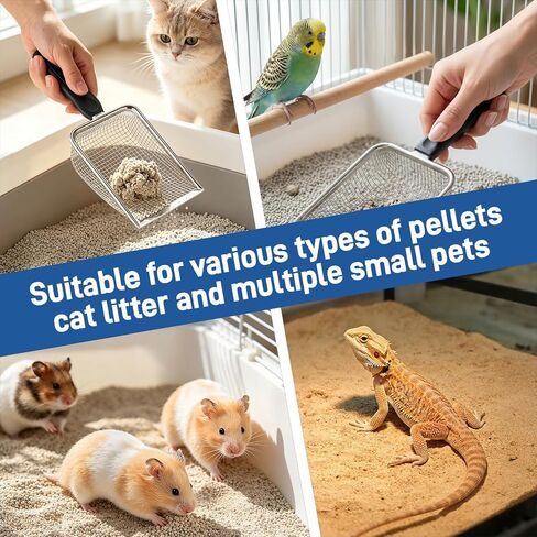 Stainless Steel Metal Cat Litter Scoop with 3.8mm Mesh, Sticky Hang Hook in Saudi Arabia
