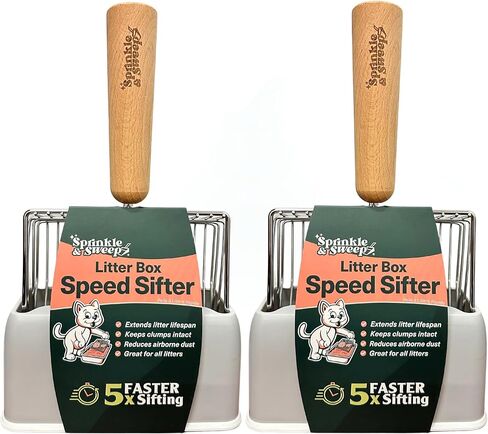 Cat Litter Scoop, Metal Litter Scooper – 5X Faster No-Shake Sifting Design, Stainless Steel Litter Scoop with Holder, Reduces Dust & Waste – Sprinkle & Sweep in Saudi Arabia