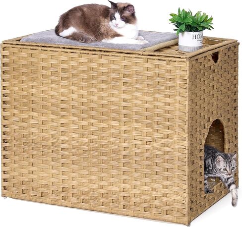 Large Cat Litter Box Enclosure, Hidden Litter Box Furniture with Litter Mat in Kuwait