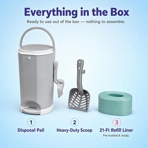 Litter Champ Cat Litter Disposal System, Hands-Free Pedal Trash Can in Kuwait