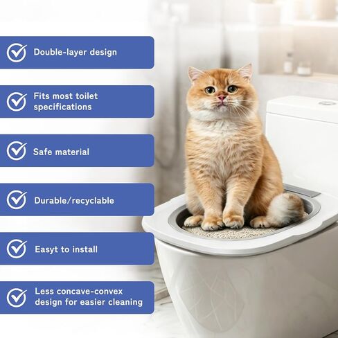 Cat Toilet Trainer Kit,Cat Potty Toilet Training Kit-Train Your Cat to Use The Toilet,Plastic Litter Box Trainer with 1 Feather Toy in Saudi Arabia