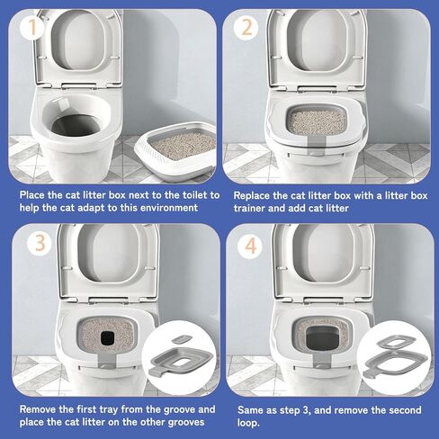 Cat Toilet Trainer Kit,Cat Potty Toilet Training Kit-Train Your Cat to Use The Toilet,Plastic Litter Box Trainer with 1 Feather Toy in Saudi Arabia