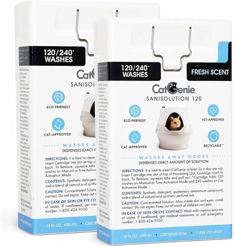 CatGenie SaniSolution Cartridge Fresh Scent (2-Pack) – Self Cleaning Litter Box Refill, Up to 720 Wash Cycles Total, Compatible A.I. in Kuwait