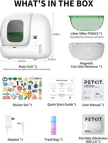 PETKIT PuraMax 2 Odor Free Automatic Cat Litter Box,with 2-Year Coverage in Kuwait