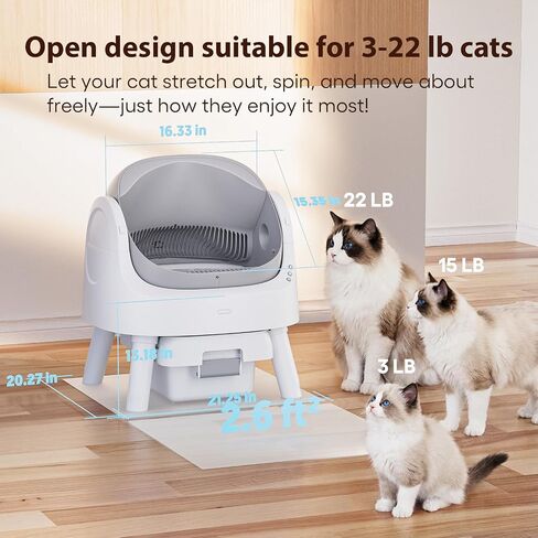 Self Cleaning Cat Litter Box, Automatic Litter Box for Multiple Cats, Integrated Safety Protection with Open-Top Design in Saudi Arabia