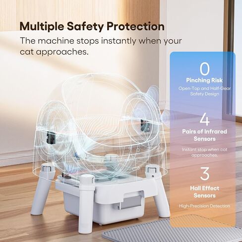 Self Cleaning Cat Litter Box, Automatic Litter Box for Multiple Cats, Integrated Safety Protection with Open-Top Design in Saudi Arabia