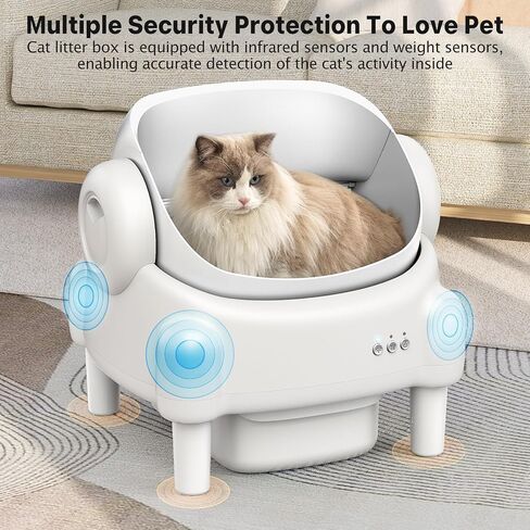 Paruuntys Automatic Litter Box,Safety Sensor,App Control,Open-top Design in Saudi Arabia