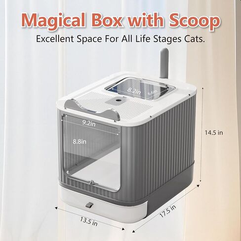 Covered Cat Litter Box with Lid for Kitten to Medium, Grey-White in Saudi Arabia