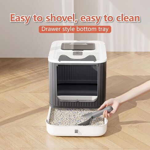Covered Cat Litter Box with Lid for Kitten to Medium, Grey-White in Saudi Arabia