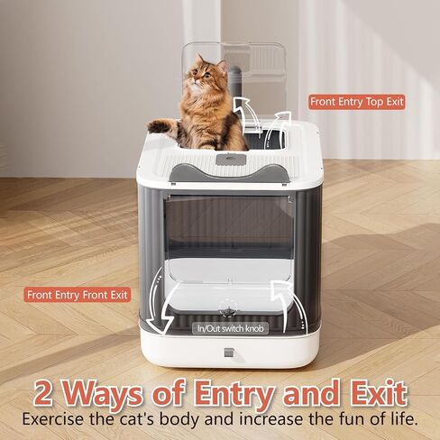 Covered Cat Litter Box with Lid for Kitten to Medium, Grey-White in Saudi Arabia