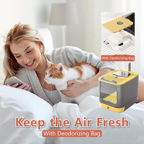 Covered Cat Litter Box with Lid for Kitten to Medium, Grey-White in Saudi Arabia