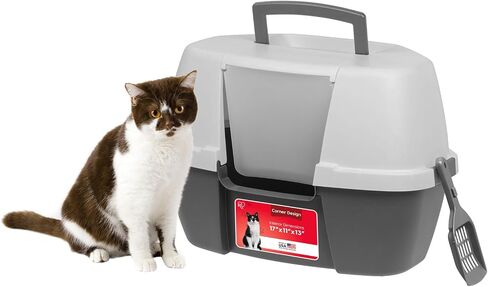 IRIS USA Large Front Door Cat Litter Box, Walk-in Entry, Navy in Saudi Arabia