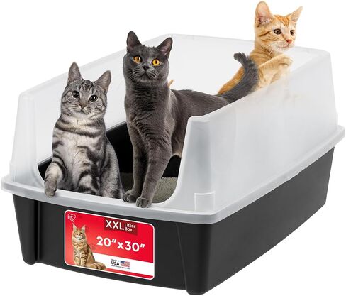 IRIS USA XX-Large High Sided Cat Litter Box, Scatter Shield, Black in Saudi Arabia