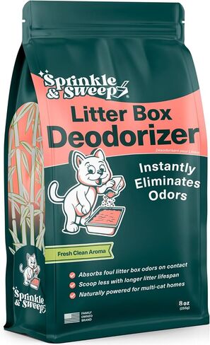 Sprinkle & Sweep Box Box Doodorizer - Cat Sterter Doodorizer غير سامة وآمنة للقطط - يلغي على الفور الروائح الكريهة والروائح البول - شهر واحد (8 أوقية) in Saudi Arabia