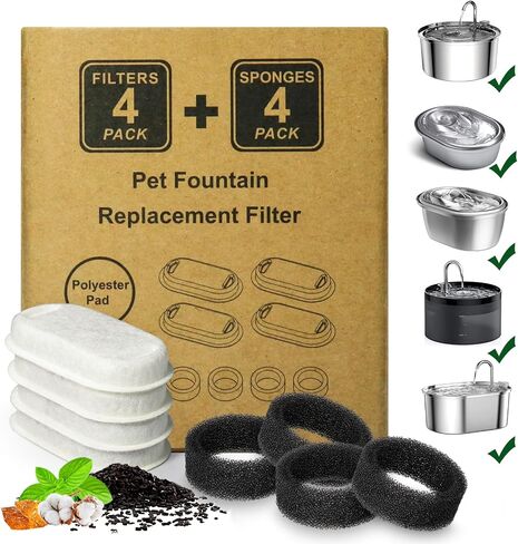 Cat Water Fountain Filter 16Pcs Fit 101oz/3L Stainless Steel Pet Fountain in Kuwait