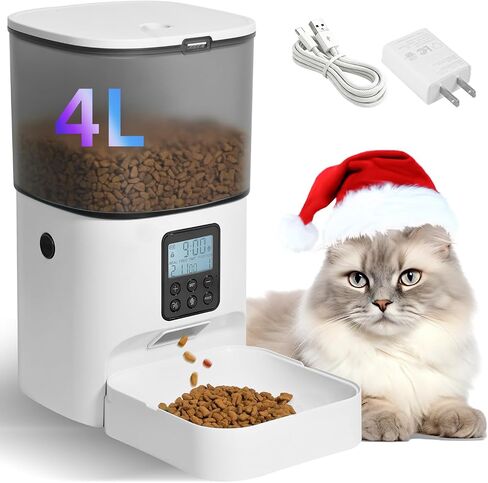 ANDOLL HOME Automatic Cat Feeder,4L Timed Cat＆Dog Dry Food Dispenser in Kuwait