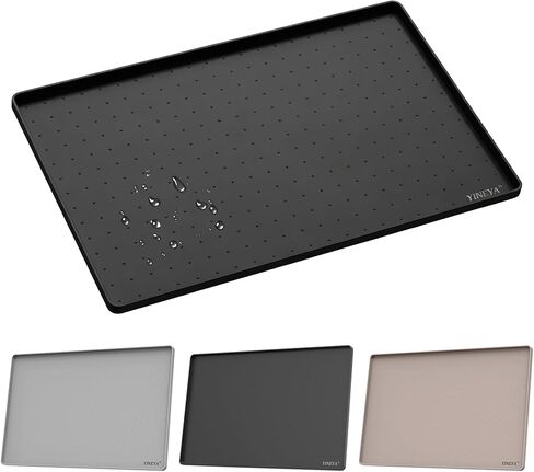 YINEYA 22" x 14" Silicone Dog Food Mat Waterproof, 0.6" Raised Edge(Gray) in Saudi Arabia