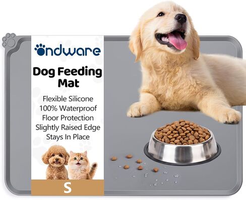 Dog Feeding Mats Small Silicone Pet Food Mat 11.8 x 18.8in Raised Edge Waterproof Non Slip Bowl Tray for Cats Puppies Dogs Food Water Fountain Floor Protection in Saudi Arabia