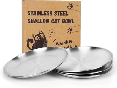 4-Pack Stainless Steel Cat Food Bowls, Whisker-Friendly Plates in Kuwait