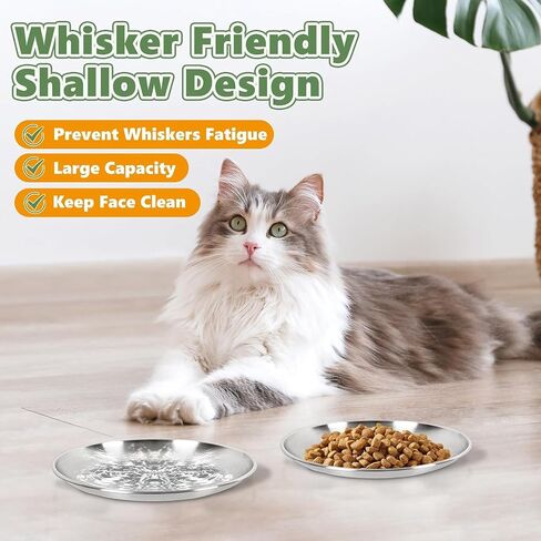 4-Pack Stainless Steel Cat Food Bowls, Whisker-Friendly Plates in Kuwait
