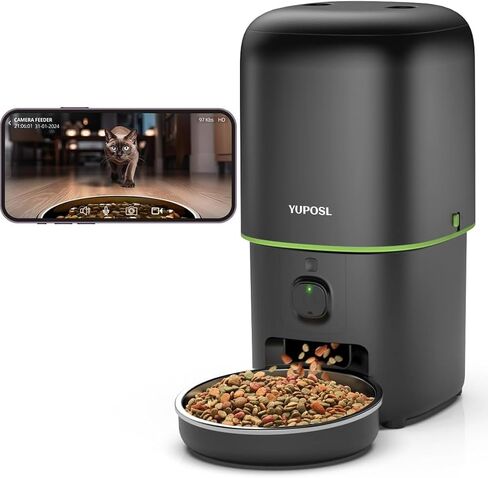 Automatic Cat Feeder, 3L Cat Food Dispenser with Anti-Jam Design, Over 180-day Battery Life, 1-6 Meals Per Day with Stainless Steel Cat Bowl, Keep Dry Food Fresh, Timed Pet Feeder Also for Small Dog in Kuwait