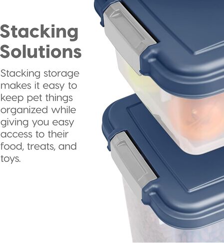 IRIS USA Dog Food Storage Container, Up to 30+11 lbs, Navy, Made in USA in Saudi Arabia