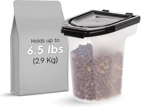 IRIS USA Dog Food Storage Container, Up to 6.5 lbs, Black, Made in USA in Saudi Arabia
