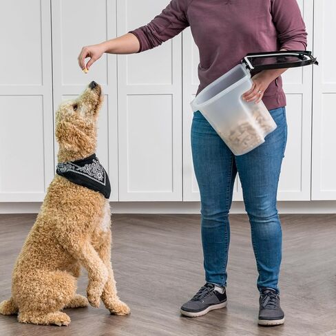 IRIS USA Dog Food Storage Container, Up to 6.5 lbs, Black, Made in USA in Saudi Arabia