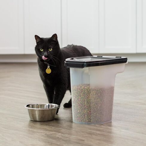 IRIS USA Dog Food Storage Container, Up to 6.5 lbs, Black, Made in USA in Saudi Arabia