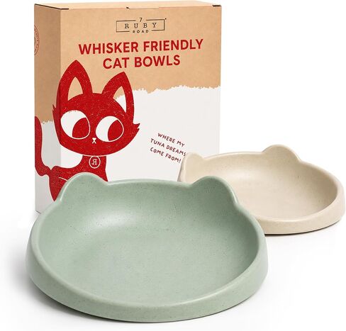 7 Ruby Road Shallow Cat & Kitten Food Bowls, Whisker Friendly, Set of 2 in Saudi Arabia