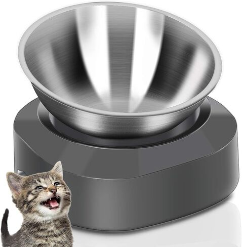 AYADA Raised Cat Food Bowl Stainless Steel 15 Degree Tilt (Single) in Kuwait