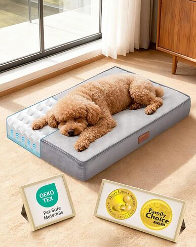 OhGeni Orthopedic Large Dog Bed, Reversible Memory Foam, 41 inch-XL(Gray) in Kuwait