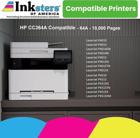 Inksters Compatible Black Toner Cartridge Replacement for HP 64A CC364A - Compatible with Laserjet P4014 P4014N P4015 P4015N P4015TN P4015X P4515 P4515N in Kuwait